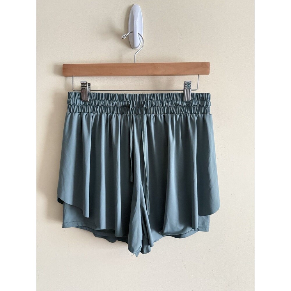 As Revival Women’s Rhythm Flowy Size Large Sage Green Microfiber Shorts- EUC